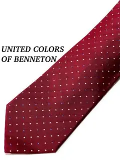 まとめ購入で大幅割引 BENNETON バーガンディ ドット柄 ネクタイ シルクのサムネイル