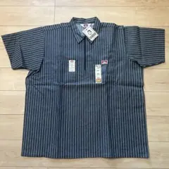 米国製 ベンデイビス 新品 半袖グレー ワークシャツ ストライプ 3XL BIG