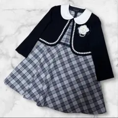 美品✨sa・ku・ra 120 女の子　ワンピース　フォーマル　チェック　紺色