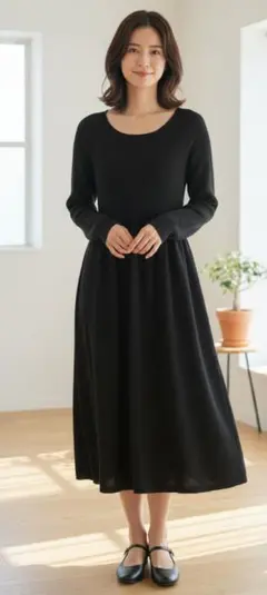 極美品 上品 清楚 ワンピース ブラック 黒 M 冠婚葬祭 着痩せ