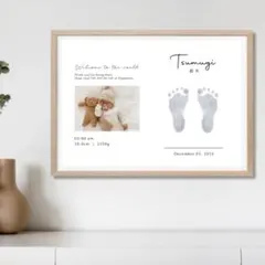 【２枚セット】命名書 | 写真 足形 手形 誕生日 一歳 ハーフバースデー