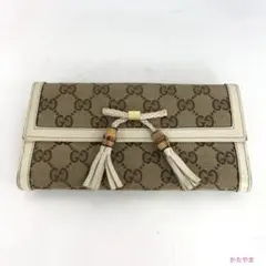 GUCCI グッチ GGキャンバス バンブータッセル 長財布 レディース