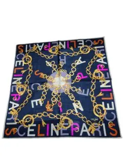 CELINE セリーヌ 大判ハンカチ チェーン柄 ロゴ