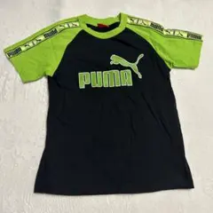 プーマ キッズ Tシャツ 150 ブラック×グリーン ロゴテープ スポーツウェア