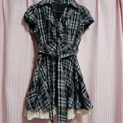 ゴスロリ ワンピース チェック フリル スカート ロリータ 甘ロリ 地雷系