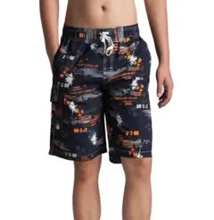 サーフパンツ スイムパンツ 海パン メンズ ハーフパンツ (オレンジ,M