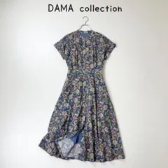 新品✨タグ付きAMARPHIE ブルー系総柄ジャガード フレアワンピース L 