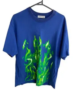 TENDER PERSON ファイヤーパターン Tシャツ ブルーのサムネイル