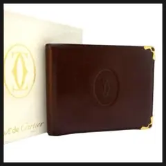 【美品】 Cartier カルティエ 二つ折り財布 マストライン ボルドー 金具のサムネイル