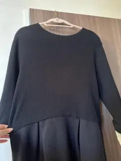 秋新品タグ付ローズティアラ大きいサイズ46ブラックニットキルティングワンピース