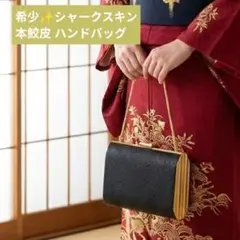 【和装・慶事】本鮫革 シャークスキン ハンドバッグ ゴールド金具 卒入園