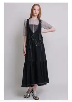 アウラアイラ メニーパーツアシンメトリー デニム ジャンパースカート