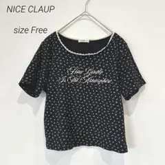 ナイスクラップ 花柄 ショート丈半袖Tシャツ トップス チビT レース