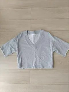 [H＆M]グレー クロップドTシャツ