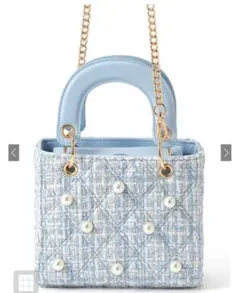 GRL 2wayツイードパールキルティングバッグ　水色