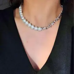 パール ネックレス 大ぶり 真珠 シルバー 入学 卒業 結婚式 セレモニー