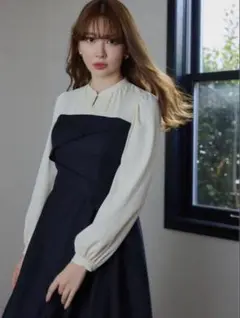【GWセール】Her lip to Bicolor Draped Dress