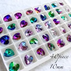 クリスタル マルチ カラー ハート ビーズ 40点 約10mm