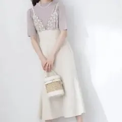 プロポーションボディドレッシング　カットワークデザインキャミワンピース