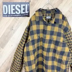 DIESEL ディーゼル　長袖シャツ　チェック　オンブレ　ネルシャツ　ウール　L