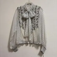 新品タグ！eimy istoire シフォン フリル ドット リボン ブラウス