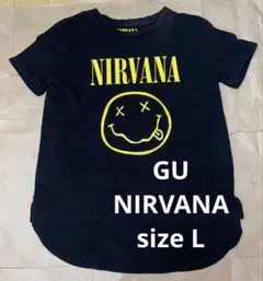 GU NIRVANA ニルヴァーナ スマイリー Tシャツ 黒　L