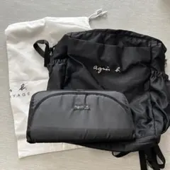 agnis b. ブラック マザーズバッグ