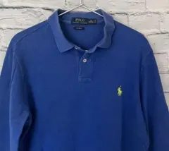 POLO RALPH LAUREN ラルフローレン長袖ポロシャツ青Mサイズ中古