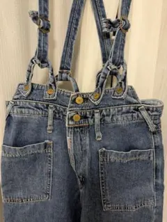 デニムブルー サロペット 交差ストラップ