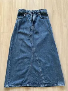 無印良品　ロングスカート 木の実から作ったカポック混 デニムＡラインスカート M