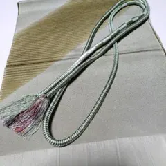 帯締め帯揚げセット　緑　丸組　縮緬　正絹