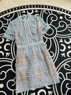 self-portrait 水色 レース ノースリーブワンピース UK 8