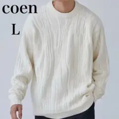 新品 coen ルーズニット L ヴィンテージ ジャガード柄ニット L