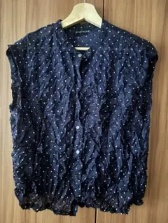 mizuiro ind ドット プリント キャッチ ワッシャー ノースリーブ