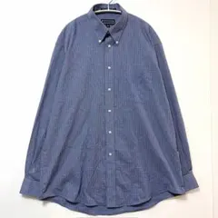 サヴィルロウ チェック シャツ ボタンダウン 長袖 ビッグサイズ 青 白 綿のサムネイル