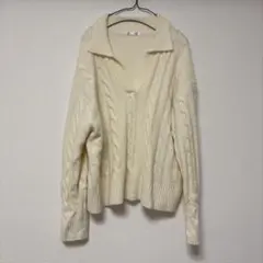 GU アイボリー ケーブルニット Mサイズ