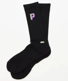 PURPLE 『P』gradation logo socks -black-