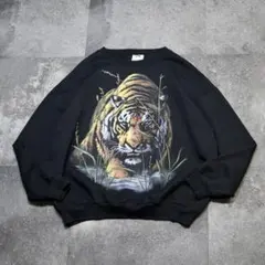 古着 オーバーサイズ アニマルスウェット プリントスウェット スウェット 黒