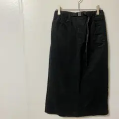 タイトスカート　コーデュロイ　黒　Ｓ　ＸＳ　ロング　　ベルト　無地　シンプル