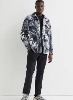 H&M ボア ボアジャケット 迷彩 ダークブルー L