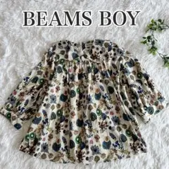 BEAMS BOY 小花柄 フリルカラー 半袖ブラウス - メルカリ