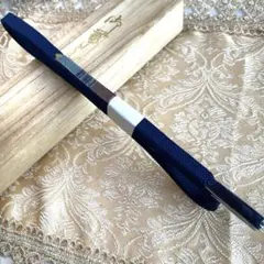 着物-帯締め622 【正絹】深紺 ワンポイント　ライン 上品 フォーマル対応