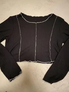 DAZY ブラック クロップドトップス L