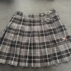 グレー　チェック スカート 調整付 ワンポイント　黒　ブラック プリーツ　120