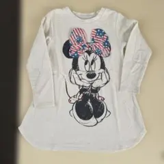 ミニーマウス 長袖ワンピース アメリカ国旗リボン