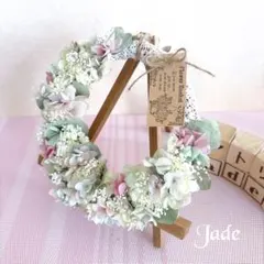 No91 ドライとプリザーブドフラワーのナチュラルリース♡のサムネイル