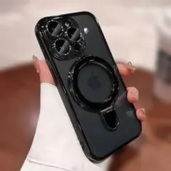 iPhone magsafe対応 ケース リング付 黒