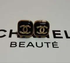 新品 CC ココマーク スクウェア ブラック ゴールド ピアス