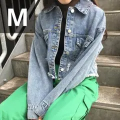 INGNI イング ダメージショートGジャン デニムジャケット ライトブルー M