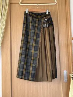 チェック柄プリーツロングスカート フェリシモ リブインコンフォート